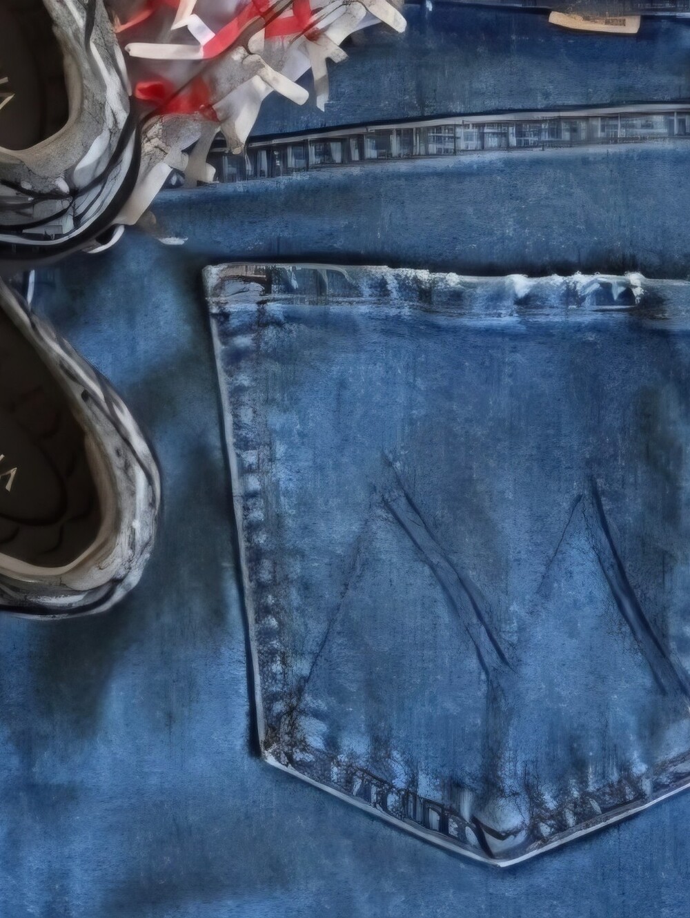 Mother Superior 33 Tomcat Jeans Denim  Straight High Rise Kneeling On Stones